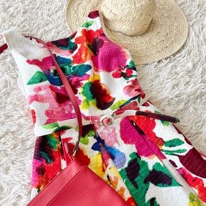 Eliza J. Floral Textured Dress Spring Summer Resort Event Cocktail Size 4